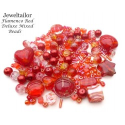 Flamenco Red Deluxe Glass Bead Mix + FREE Bonus Metal Beads ~ 400+ Beads Including Pearls,Rare Lampwork, Seed + More